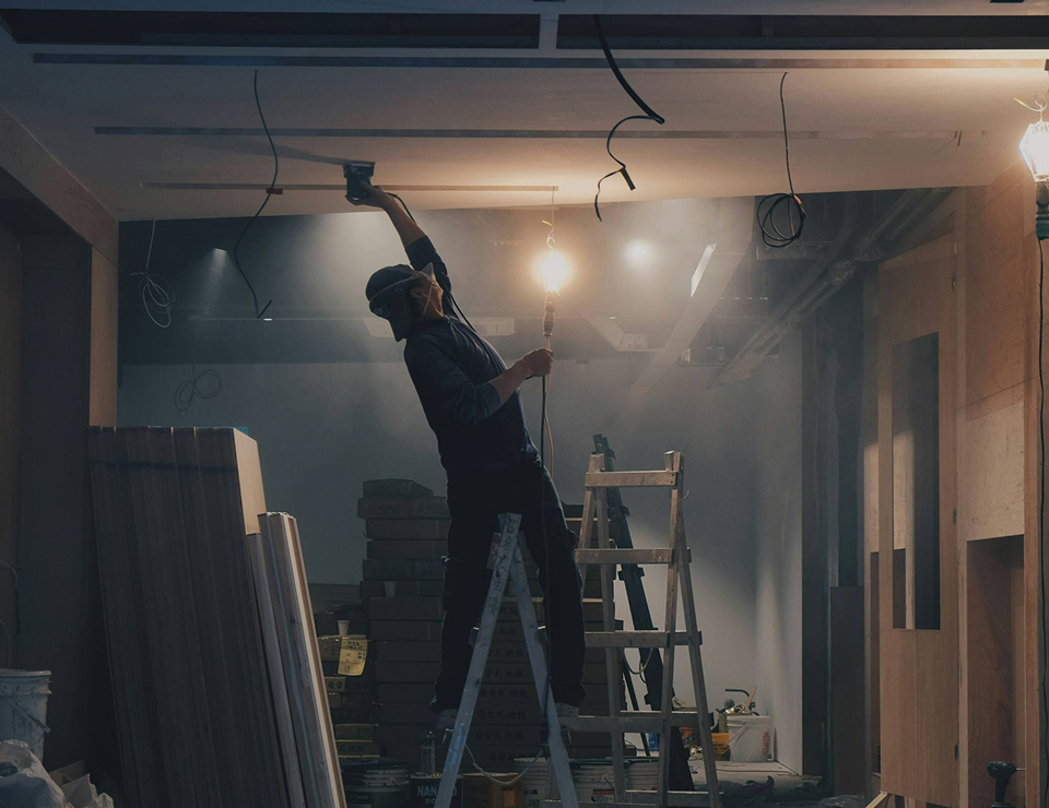 Contractor working on an active project site